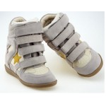 Grey Star Suede High Top Velcro Tapes Hidden Wedges Sneakers Shoes